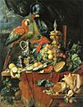 Jan Davidsz de Heem - A Richly Laid Table with Parrots - c. 1655