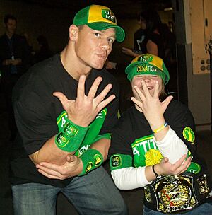 John Cena with wish kid fan Savannah
