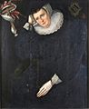 Late C16th oil portrait of a member of the Browne and or Dormer family, (35 x 29 inches), c. 1592