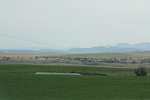 Panorama of Lundbreck from Alberta Highway 22