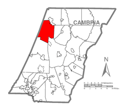 Map of Cambria County, Pennsylvania highlighting Barr Township
