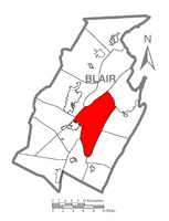 Map of Blair County, Pennsylvania highlighting Frankstown Township