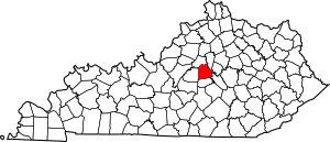 Map of Kentucky highlighting Mercer County