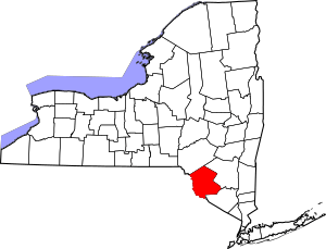 Map of New York highlighting Sullivan County