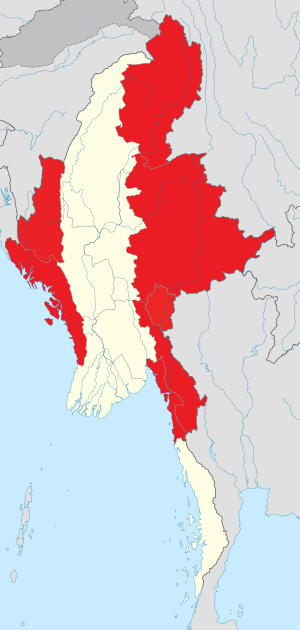 Myanmar states location
