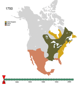 Non-Native American Nations Control over N America 1750-2008