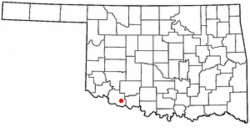 Location of Loveland, Oklahoma
