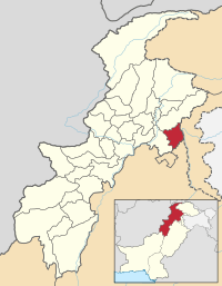 Map of Khyber Pakhtunkhwa with Abbottabad District highlighted