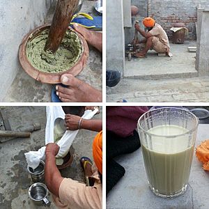 Process of making bhang in Punjab, India