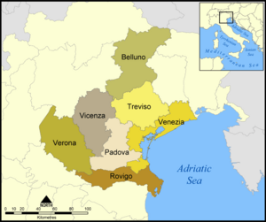 Provinces of Veneto map