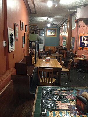 Seating area in the very first Potbellys Restaurant