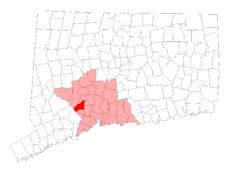 Seymour's location within New Haven County and Connecticut