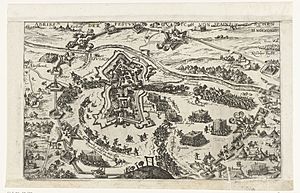 Verovering van Gulik, 1621 Abriss der Festung Gulich von Spainischen eingenomen (titel op object), RP-P-OB-80.979