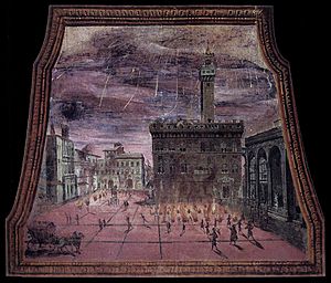 17th-century unknown painters - View of the Piazza Signoria with Fireworks on St John's Day - WGA23960