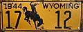 1944 Wyoming License Plate 17 12