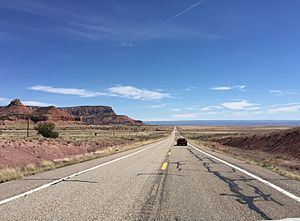 2016-03-20 12 42 21 View east along Arizona State Route 389 near milepost 10.6 in Mohave County, Arizona