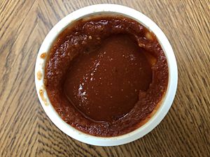 2019-02-07 20 07 26 An open cup of marinara sauce from Domino's in the Franklin Farm section of Oak Hill, Fairfax County, Virginia