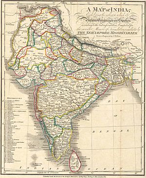 A language map of India prepared for the missionary projects at Serampore, 1822