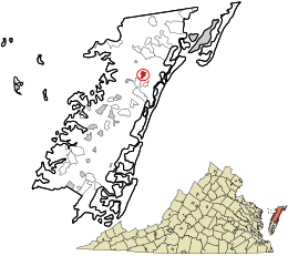 Location in Accomack County and the state of Virginia.
