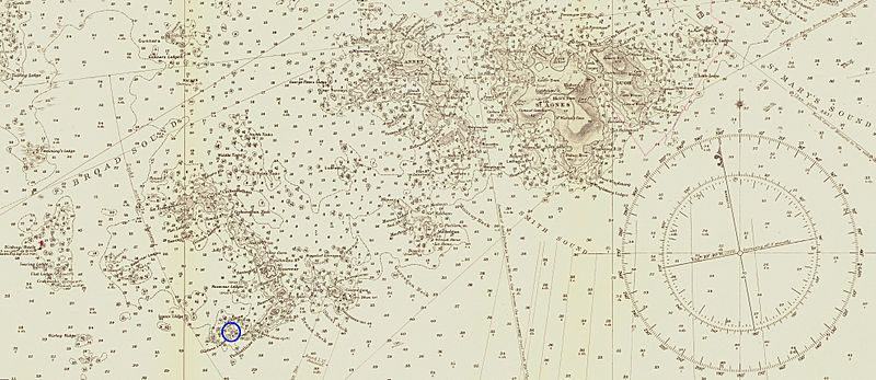 Admiralty Chart No 34 The Scilly Isles - section showing the HMS Association wreck location
