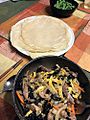 American-style Moo Shu Pork with pancakes, ready to wrap