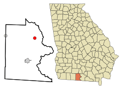 Location in Brooks County and the state of Georgia