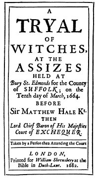 Bury Witch Trial report 1664