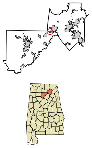 Location in Cullman and Marshall counties, Alabama