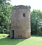 Dalswinton Tower ruins, Dumfries and Galloway, Scotland. 'Z-shaped' castle remains - external view of openings.jpg