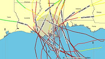 Hurricanes Category 3 or greater within 100 miles of New Orleans