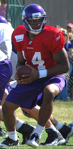 Joe Webb at Vikings training camp 2011 (cropped)