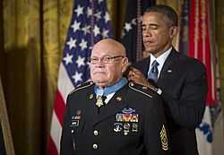 Medal of Honor ceremony in honor of retired Command Sgt. Maj. Bennie Adkins and Spc. 4 Donald Sloat 140915-A-AJ780-009