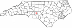 Location of Troy, North Carolina.
