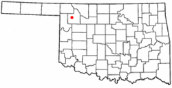 Location of Woodward, Oklahoma