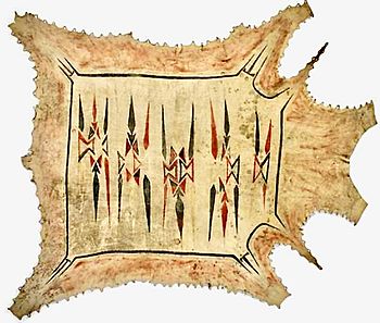 Painted hide with geometric motivfs, Illinois Confed, 18th C.
