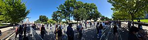 People waiting in line to pay their respects to Ruth Bader Ginsburg