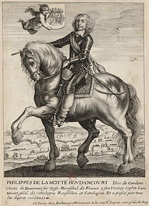 Portrait de Philippe de La Motte Houdancourt a cheval, se dirigeant vers la gauche.jpg