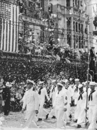 Queensland State Archives 2982 Sailors from visiting United States of America warships marching through Brisbane 26 March 1941
