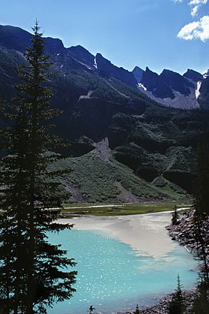 Rock flour from glacial melt enters headwaters at Lake Louise