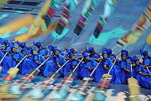 Rowers during 2008 Summer Olympics opening ceremony