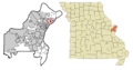 St. Louis County Missouri Incorporated and Unincorporated areas Moline Acres Highlighted