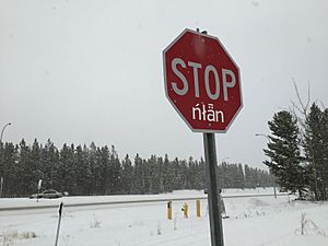 Stop sign in Southern Tutchone