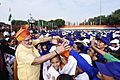 The Prime Minister, Shri Narendra Modi interacting with the school children after addressing the Nation, on the occasion of 71st Independence Day from the ramparts of Red Fort, in Delhi on August 15, 2017