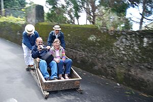 Toboggan riders, Monte, Madeira, Portugal