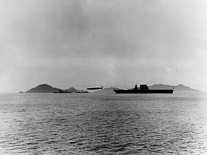 USS Los Angeles (ZR-3), USS Patoka (AO-9) and USS Lexington (CV-2) off Panama in 1931