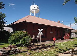 The old Westbrook Depot and water tower