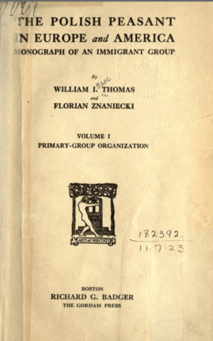 Znaniecki 1918 the polish peasant in europe and america cover