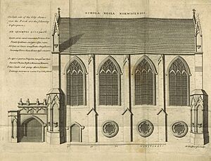1712 illustration of Norwich School (schola regia norwicensis)