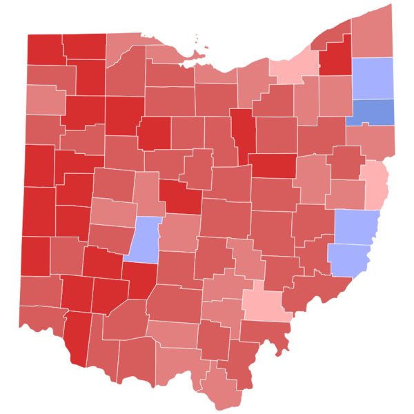 2000 United States Senate election in Ohio results map by county