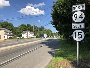 2018-07-26 16 55 04 View south along New Jersey State Route 15 and north along New Jersey State Route 94 (Lafayette Road) at Morris Farm Road in Lafayette Township, Sussex County, New Jersey